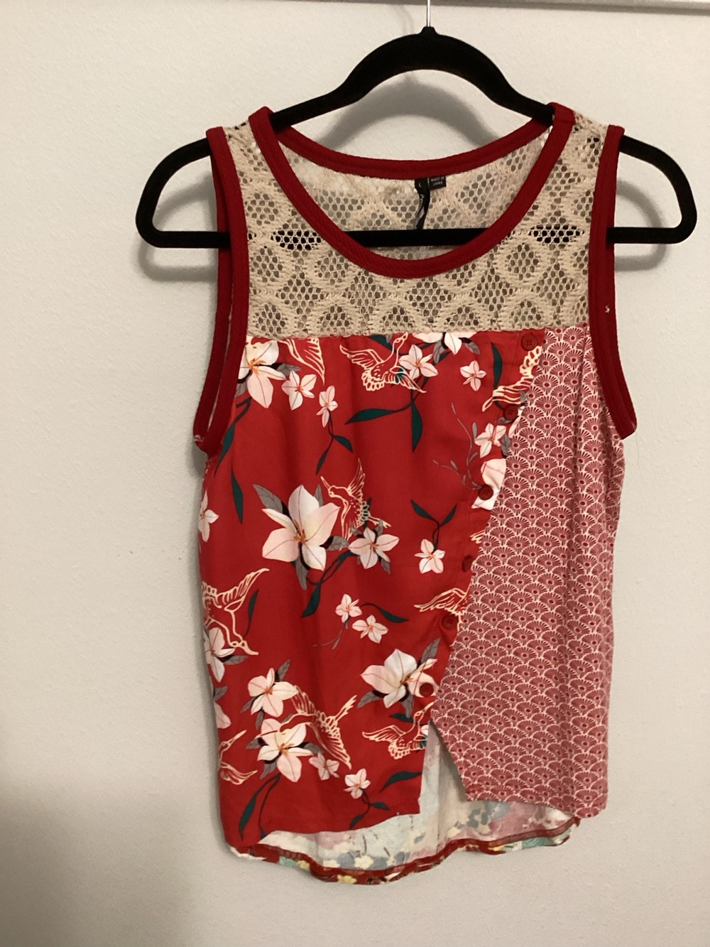 Mixed media tank top